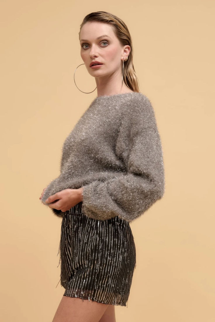 Striped sequins high waist shorts | Fashioin | NSF