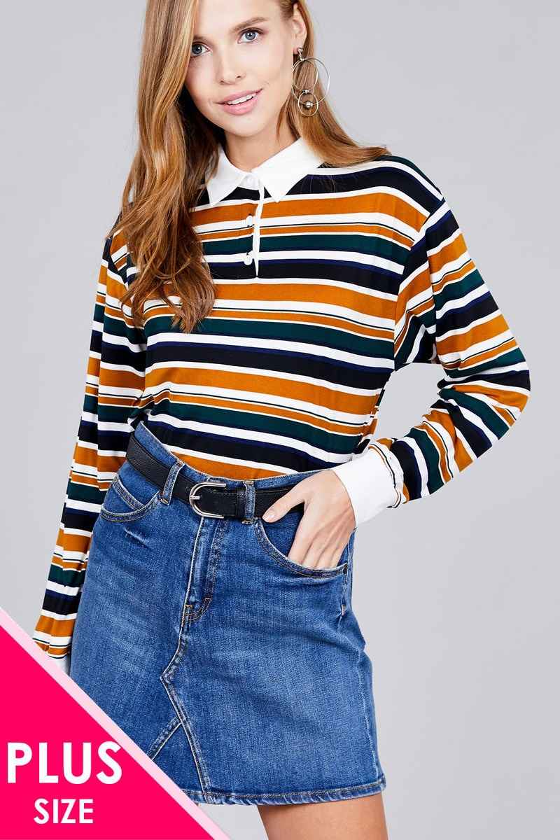 Ladies fashion plus size long sleeve multi striped dty brushed shirts β Stylish & Comfortable β menβs fashion, stylish and versatile