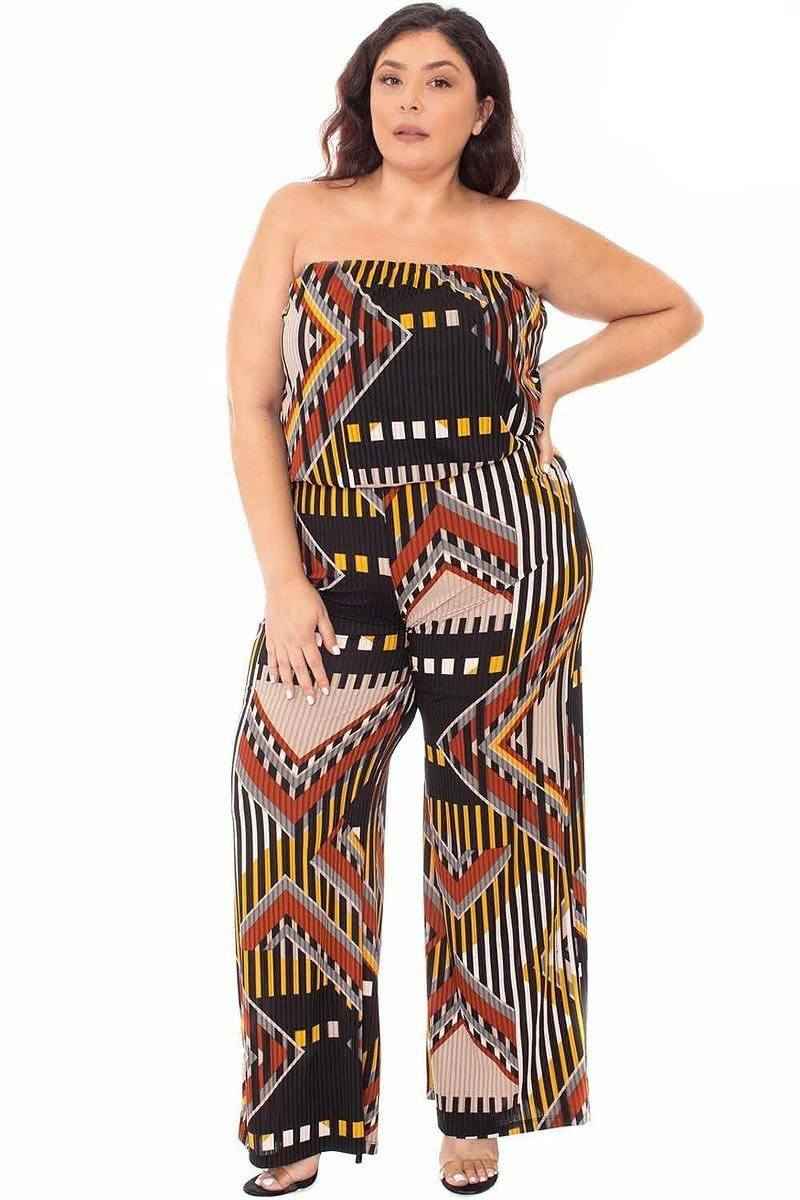 Abstract Print Tupbe Top Plus Size Jumpsuit β Stylish & Comfortable β menβs fashion, stylish and versatile