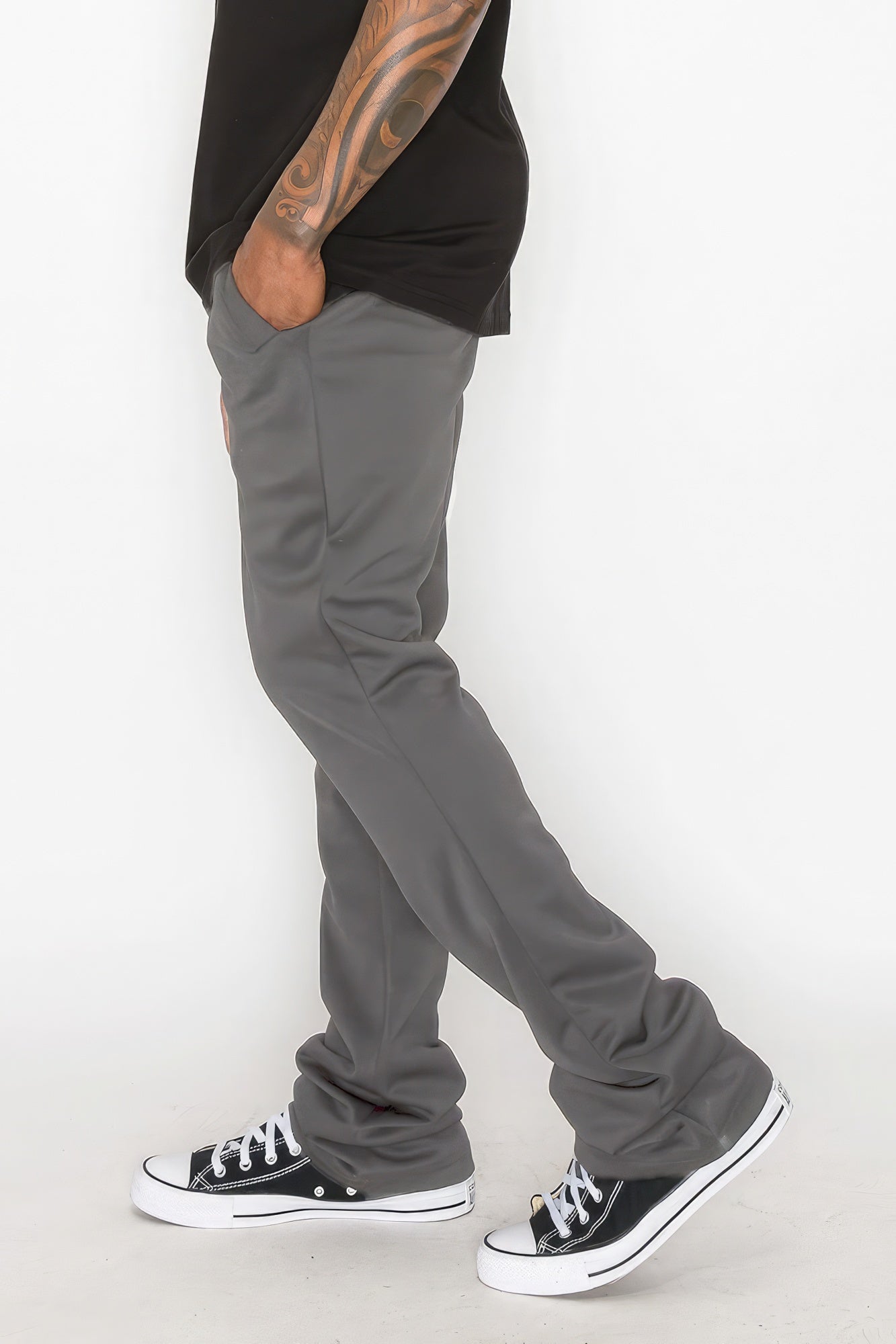 Solid Flare Stacked Track Pants β menβs fashion, stylish and versatile