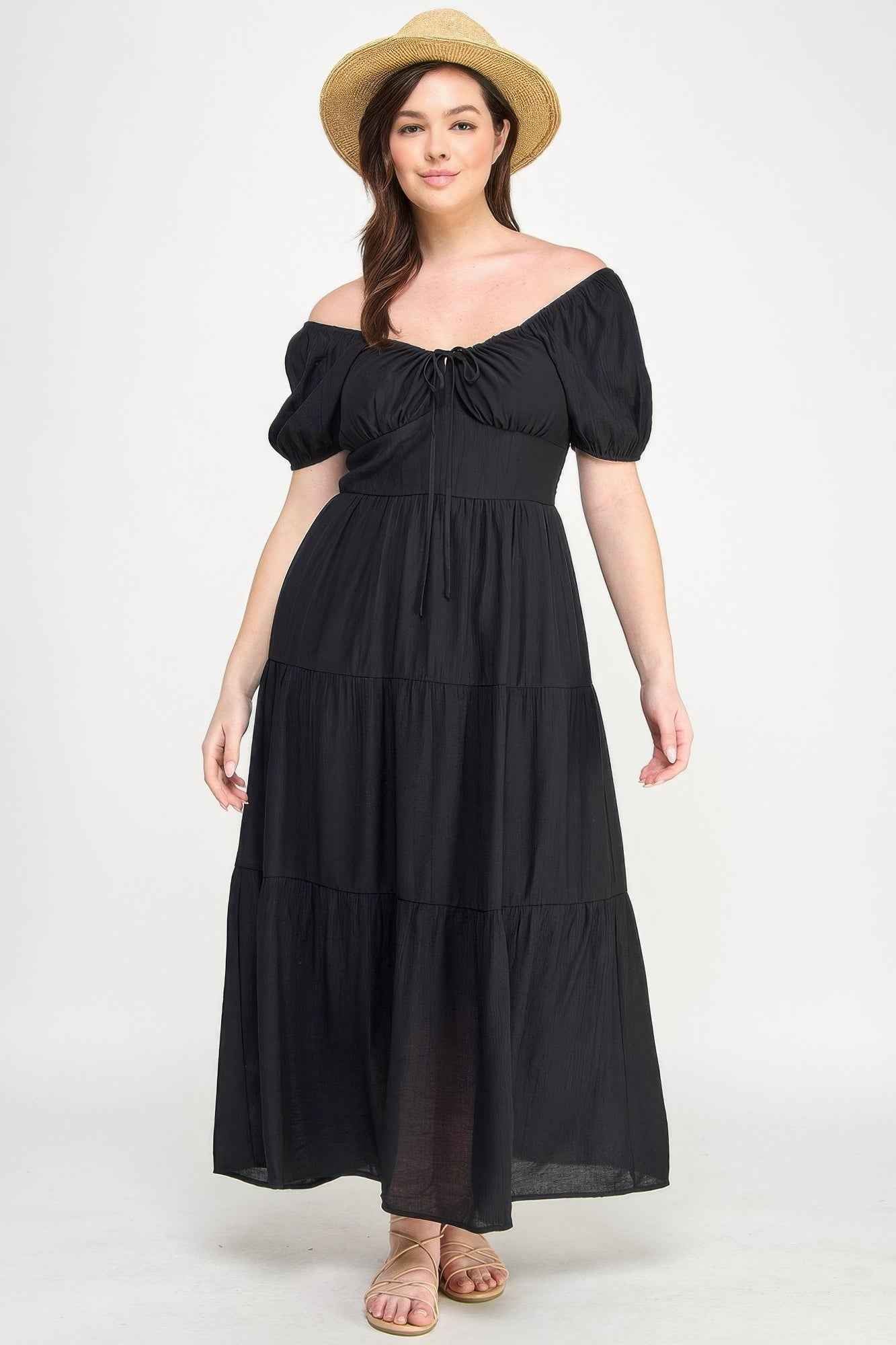 New Arrival โ Front Tie Puff Sleeve Tired Maxi Dress โ New Arrival Now Live