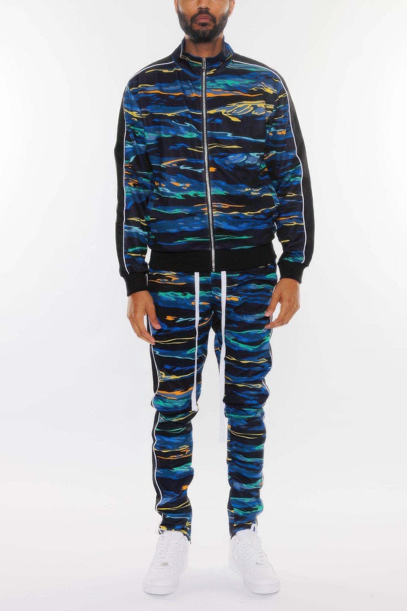 Mens Print Full Zip Track Suit Set – New Arrival Now Live