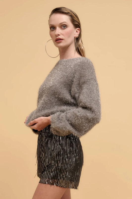Striped sequins high waist shorts | Fashioin | NSF