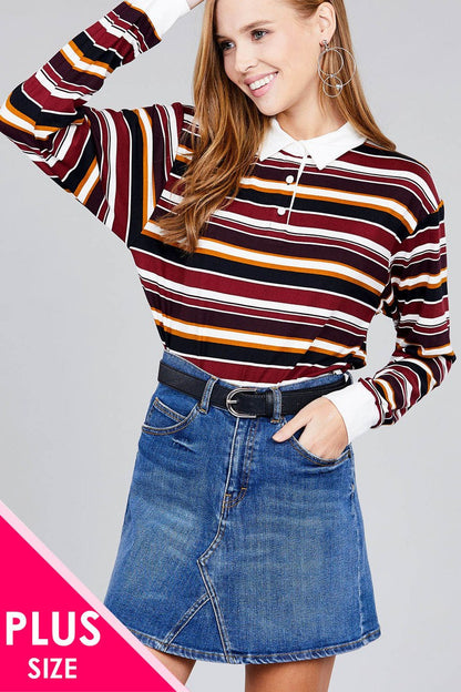 Ladies fashion plus size long sleeve multi striped dty brushed shirts – Stylish & Comfortable – men’s fashion, stylish and versatile