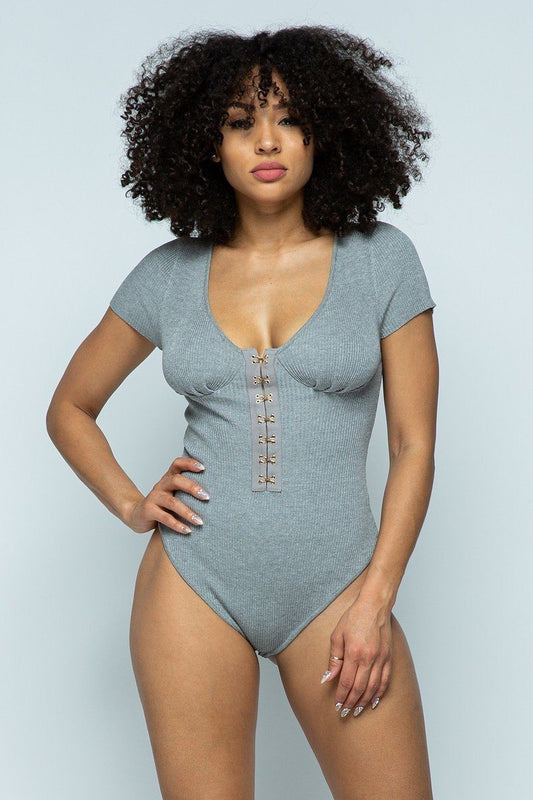 Sale - Short Sleeve Hook And Eye Ribbed Knit – On Sale Now