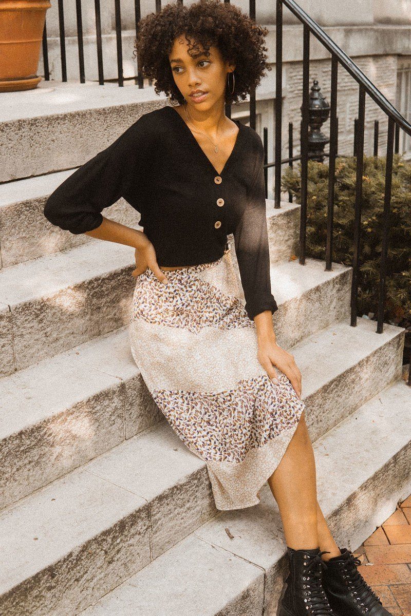 A Floral-print Woven Midi Skirt-Product Type | Naughty Smile Fashion