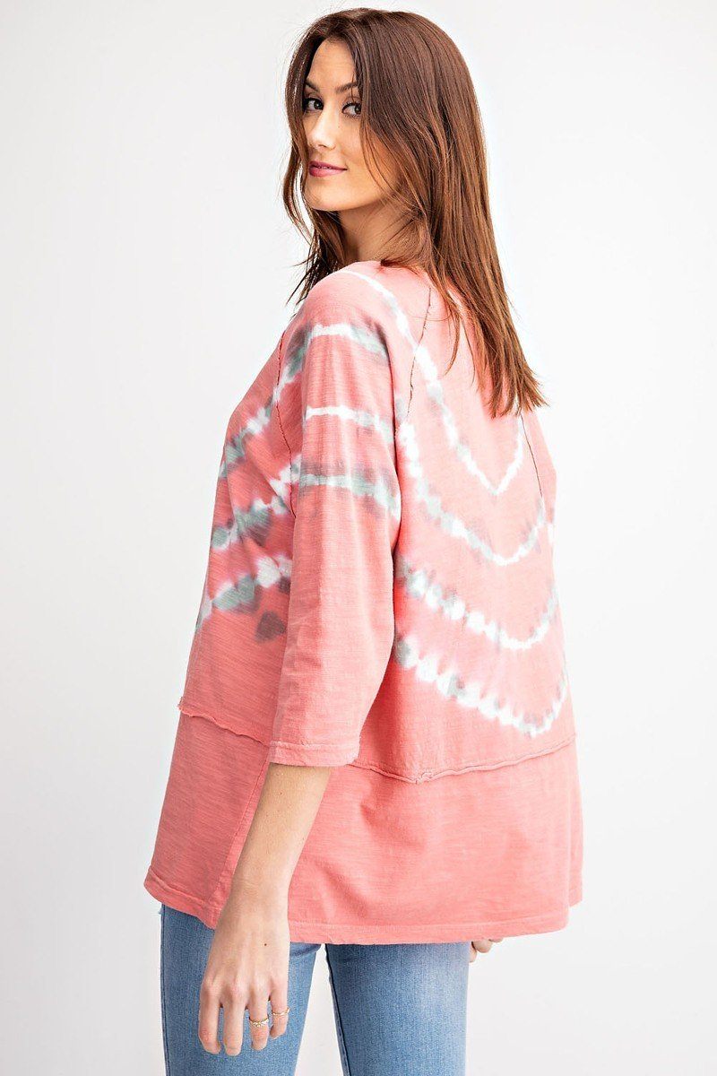 3/4 Sleeves Special Washed Boxy Cotton Slub Top-Product Type | Naughty Smile Fashion