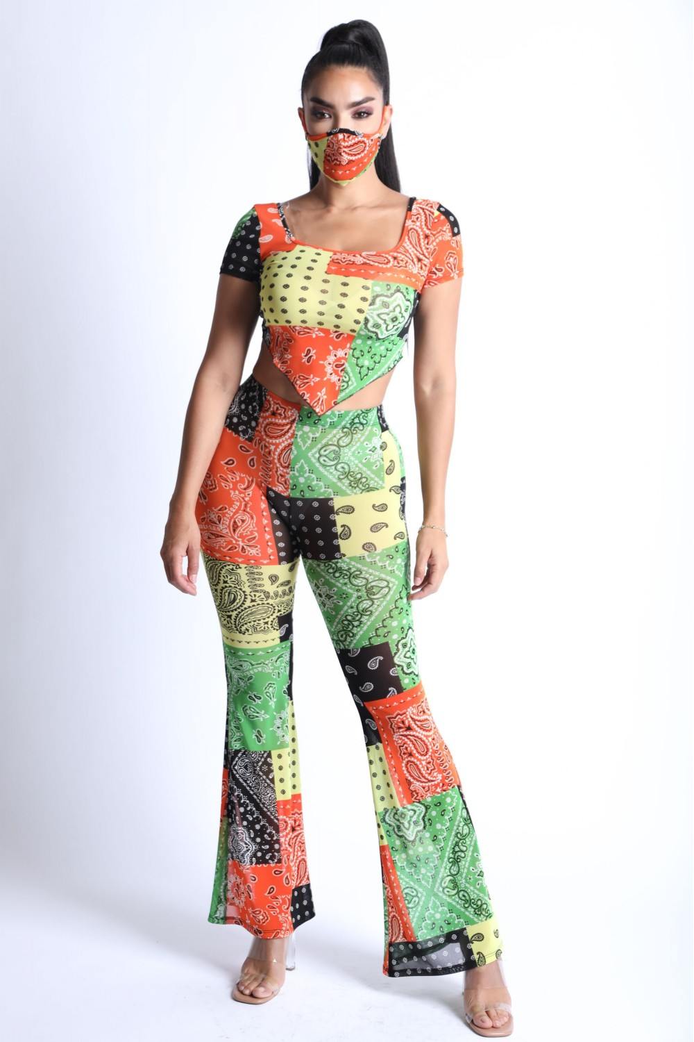 Bandanna Patchwork Mesh Set-Product Type | Naughty Smile Fashion