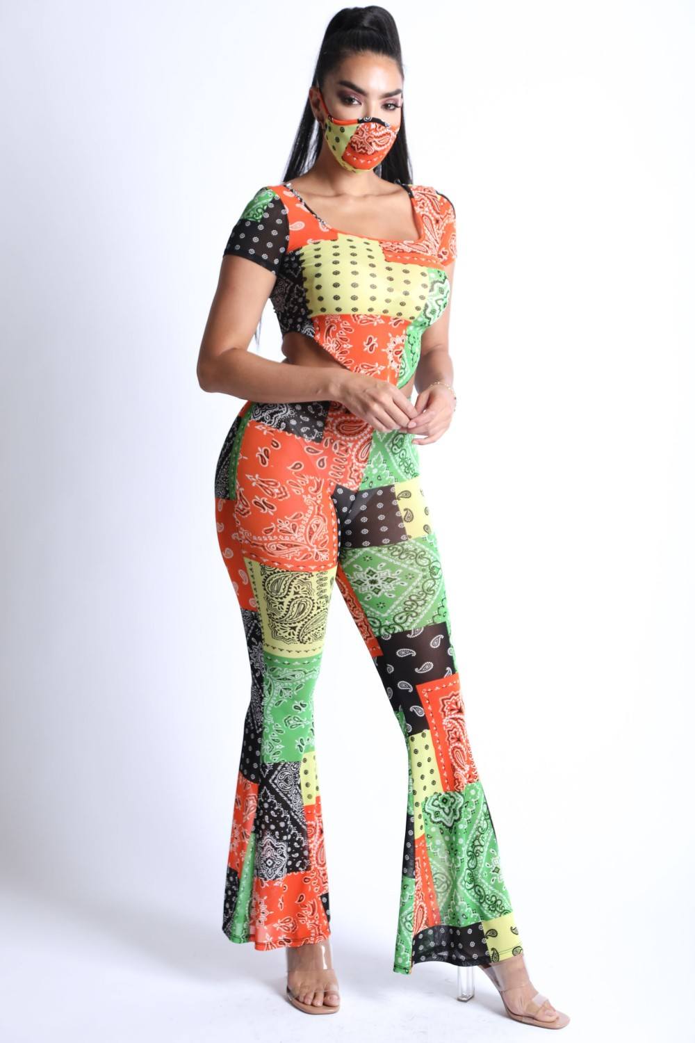 Bandanna Patchwork Mesh Set-Product Type | Naughty Smile Fashion