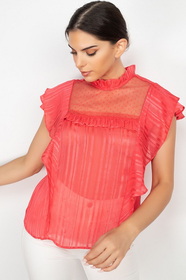 Short Sleeve Ruffle Shadow Top-Product Type | Naughty Smile Fashion