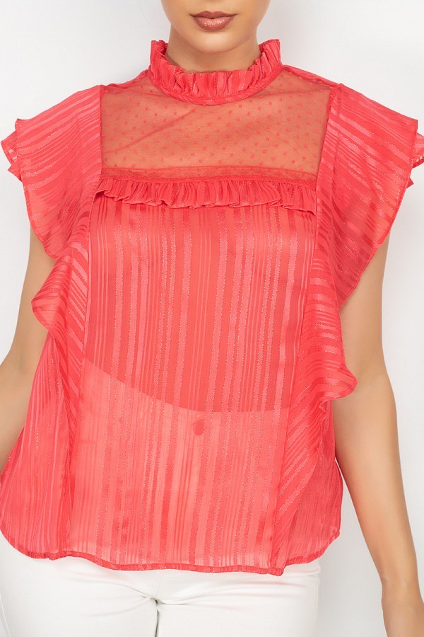 Short Sleeve Ruffle Shadow Top-Product Type | Naughty Smile Fashion