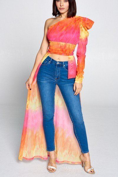 Tie Dye One Shoulder Top-Product Type | Naughty Smile Fashion