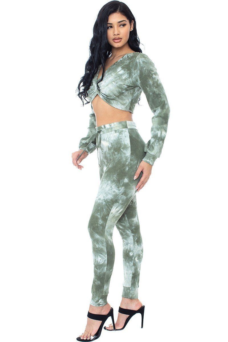 Tie Dye Ribbed Sweater Set-Product Type | Naughty Smile Fashion