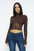 Knit Crop Top With Bottom Mesh-Product Type | Naughty Smile Fashion