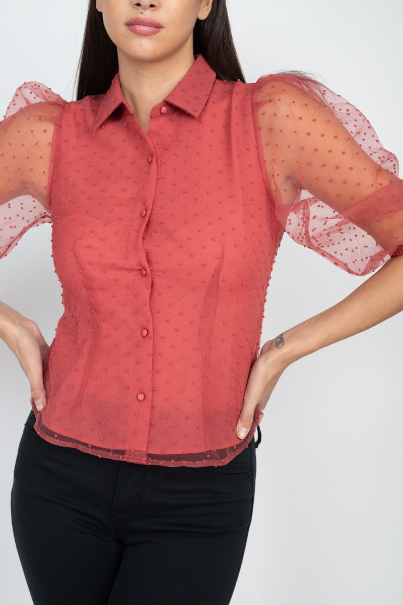Contrast Dot Print Top-Product Type | Naughty Smile Fashion