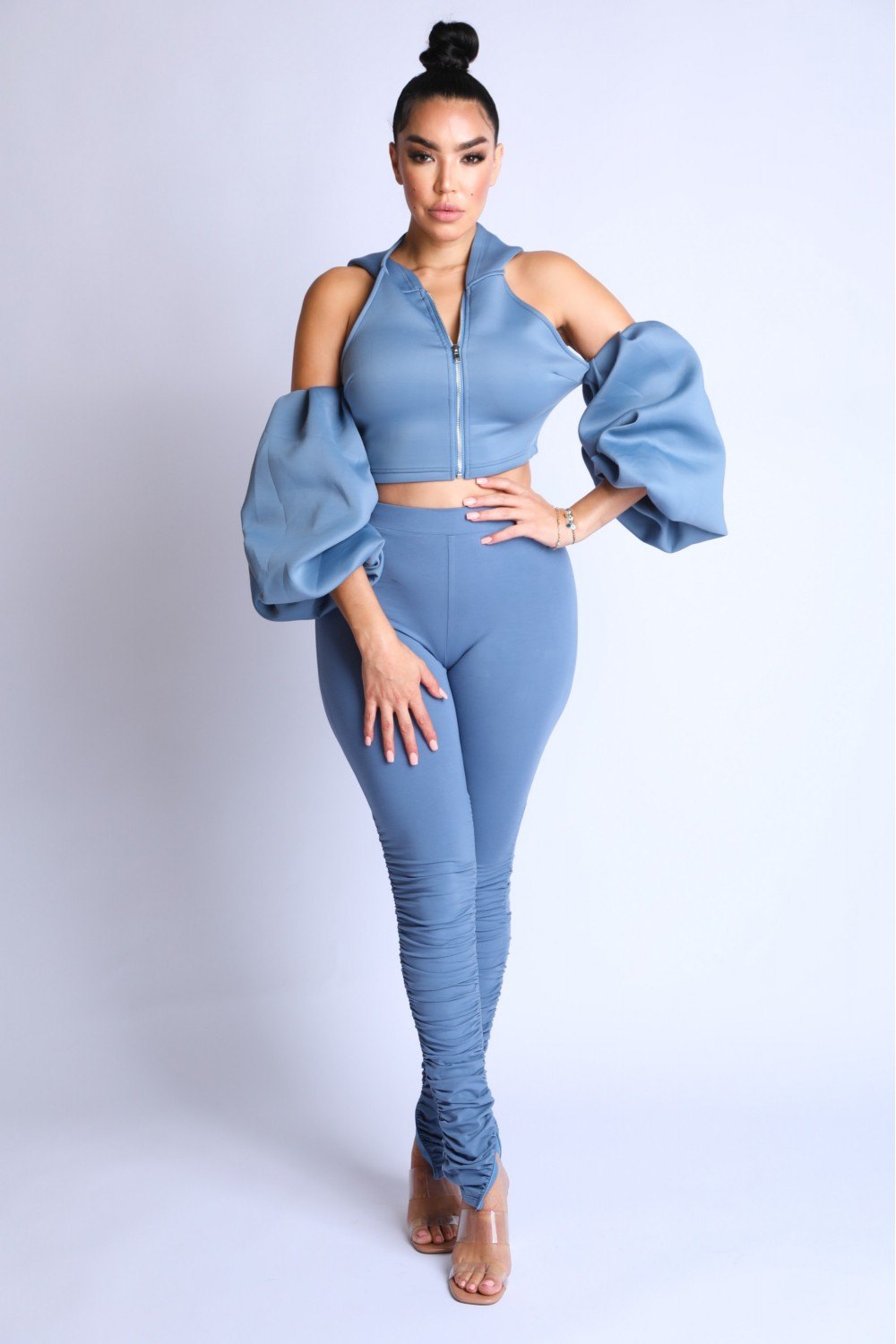 Puff Sleeve Hoodie Set-Product Type | Naughty Smile Fashion