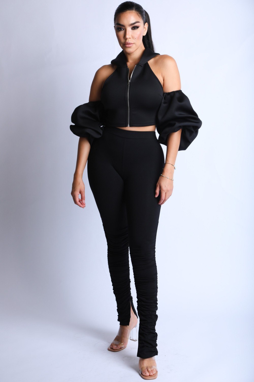 Puff Sleeve Hoodie Set-Product Type | Naughty Smile Fashion