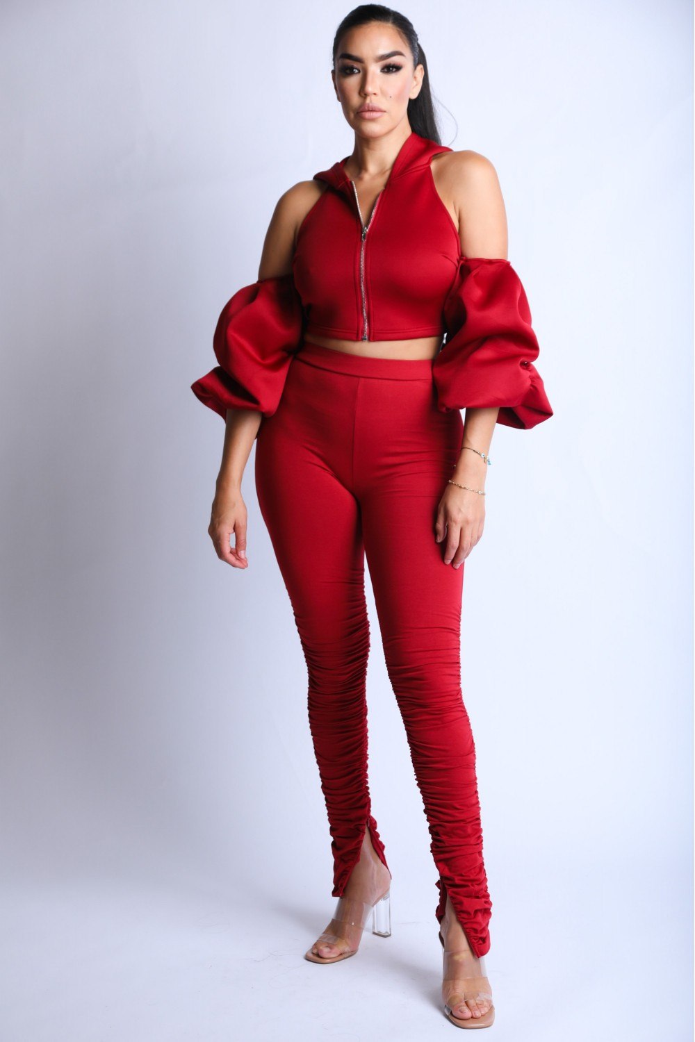 Puff Sleeve Hoodie Set-Product Type | Naughty Smile Fashion