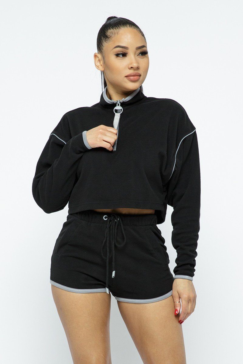 Sporty Crop Top Sporty High-waist Shorts Set-Product Type | Naughty Smile Fashion
