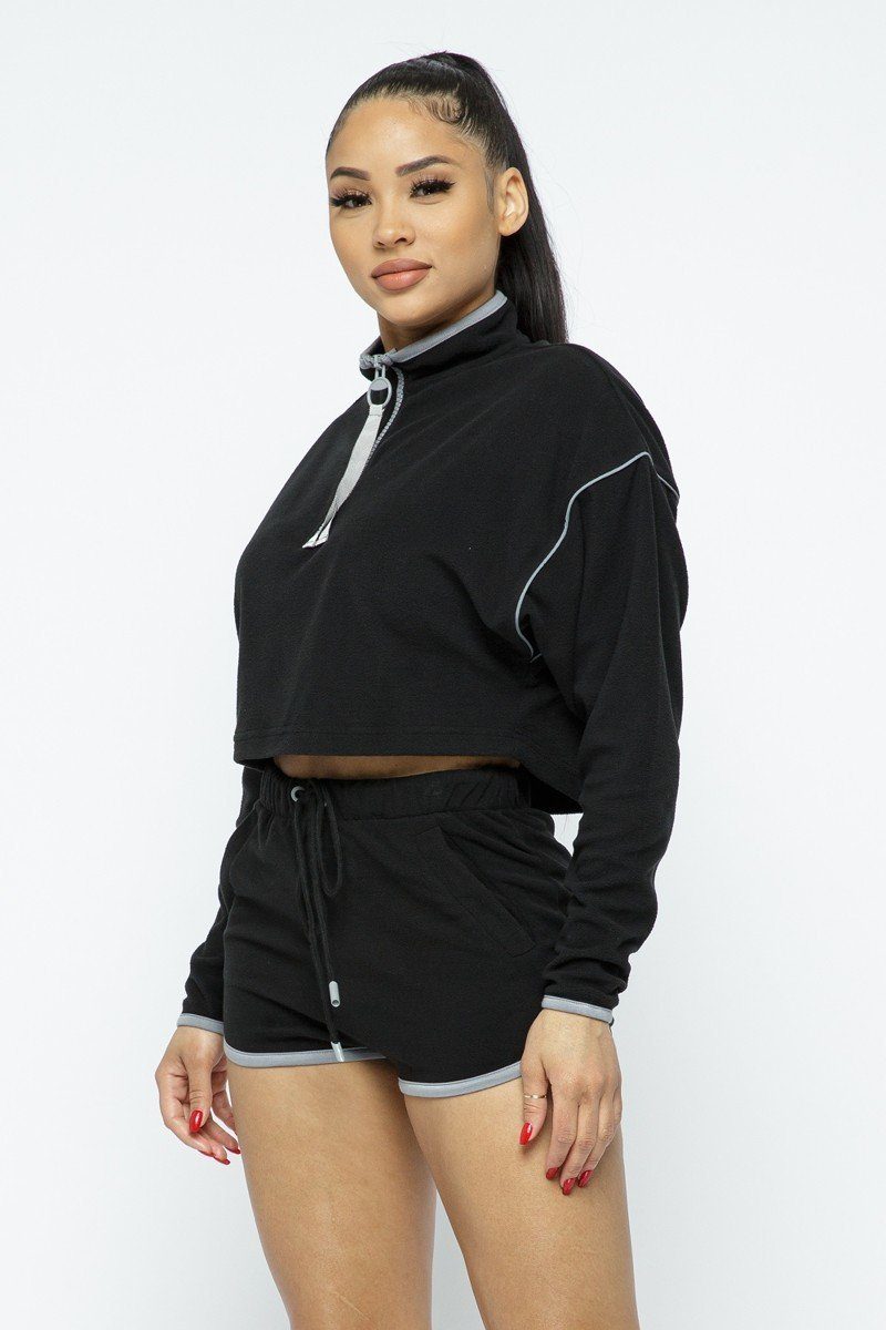 Sporty Crop Top Sporty High-waist Shorts Set-Product Type | Naughty Smile Fashion