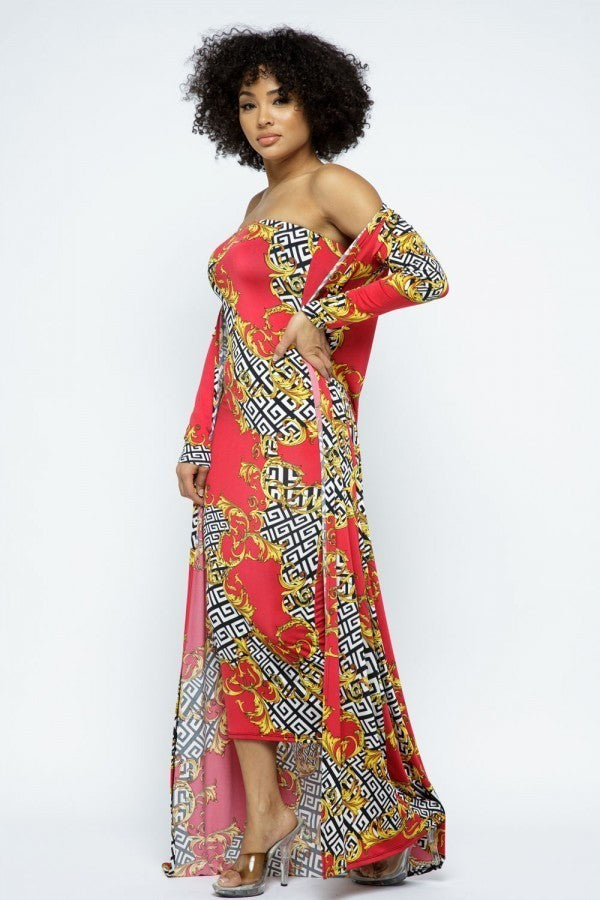 Venechia Print Tube Dress With Cardigan Set-Product Type | Naughty Smile Fashion