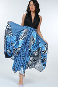 Animal Chain Print Denim Tacked Maxi Skirt In Black Gold-Product Type | Naughty Smile Fashion