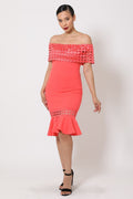 Off Shoulder Crochet Band Fashion Dress-Product Type | Naughty Smile Fashion