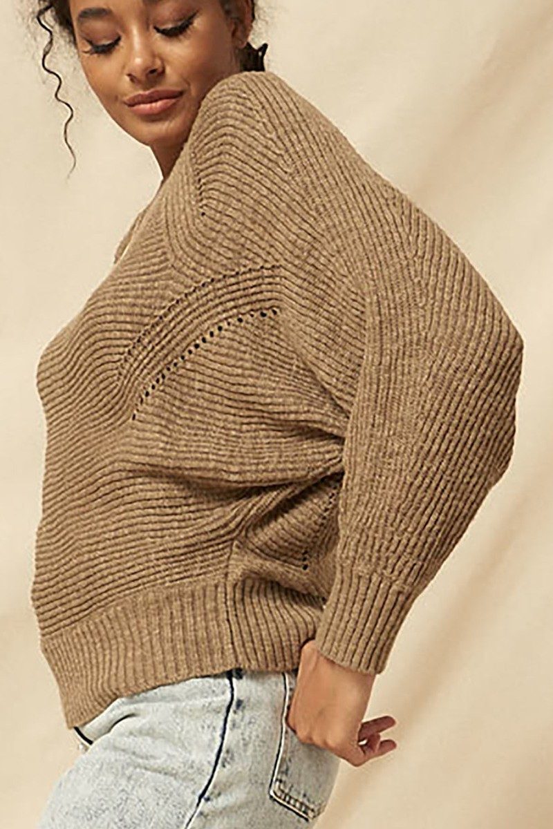 A Ribbed Knit Sweater-Product Type | Naughty Smile Fashion