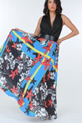 Pleated Print Maxi Skirt With Leather Waist Band-Product Type | Naughty Smile Fashion
