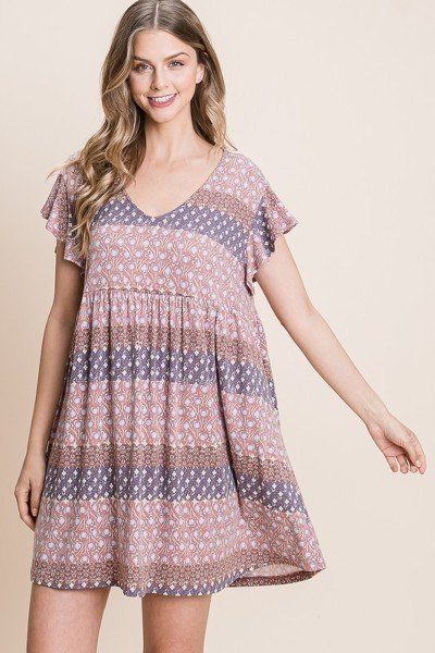 Cute And Flirty Floral Printed Babydoll Mini Dress-Product Type | Naughty Smile Fashion