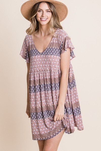 Cute And Flirty Floral Printed Babydoll Mini Dress-Product Type | Naughty Smile Fashion