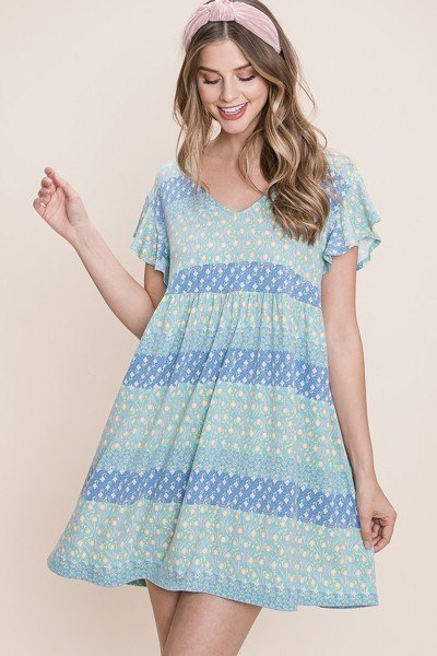 Cute And Flirty Floral Printed Babydoll Mini Dress-Product Type | Naughty Smile Fashion