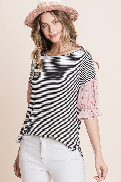 Cute Striped Curved Hem Casual Top-Product Type | Naughty Smile Fashion