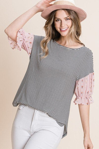 Cute Striped Curved Hem Casual Top-Product Type | Naughty Smile Fashion
