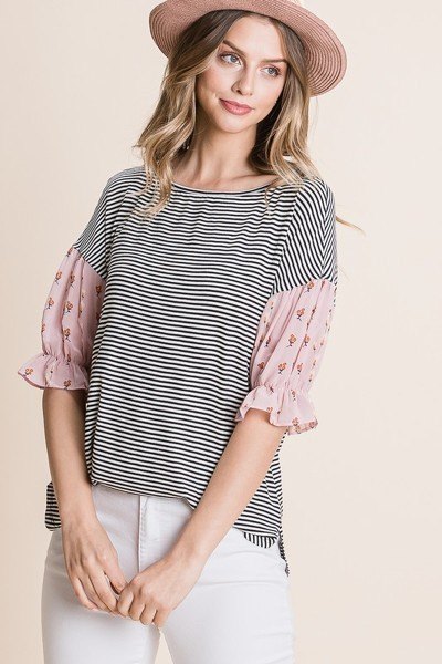 Cute Striped Curved Hem Casual Top-Product Type | Naughty Smile Fashion