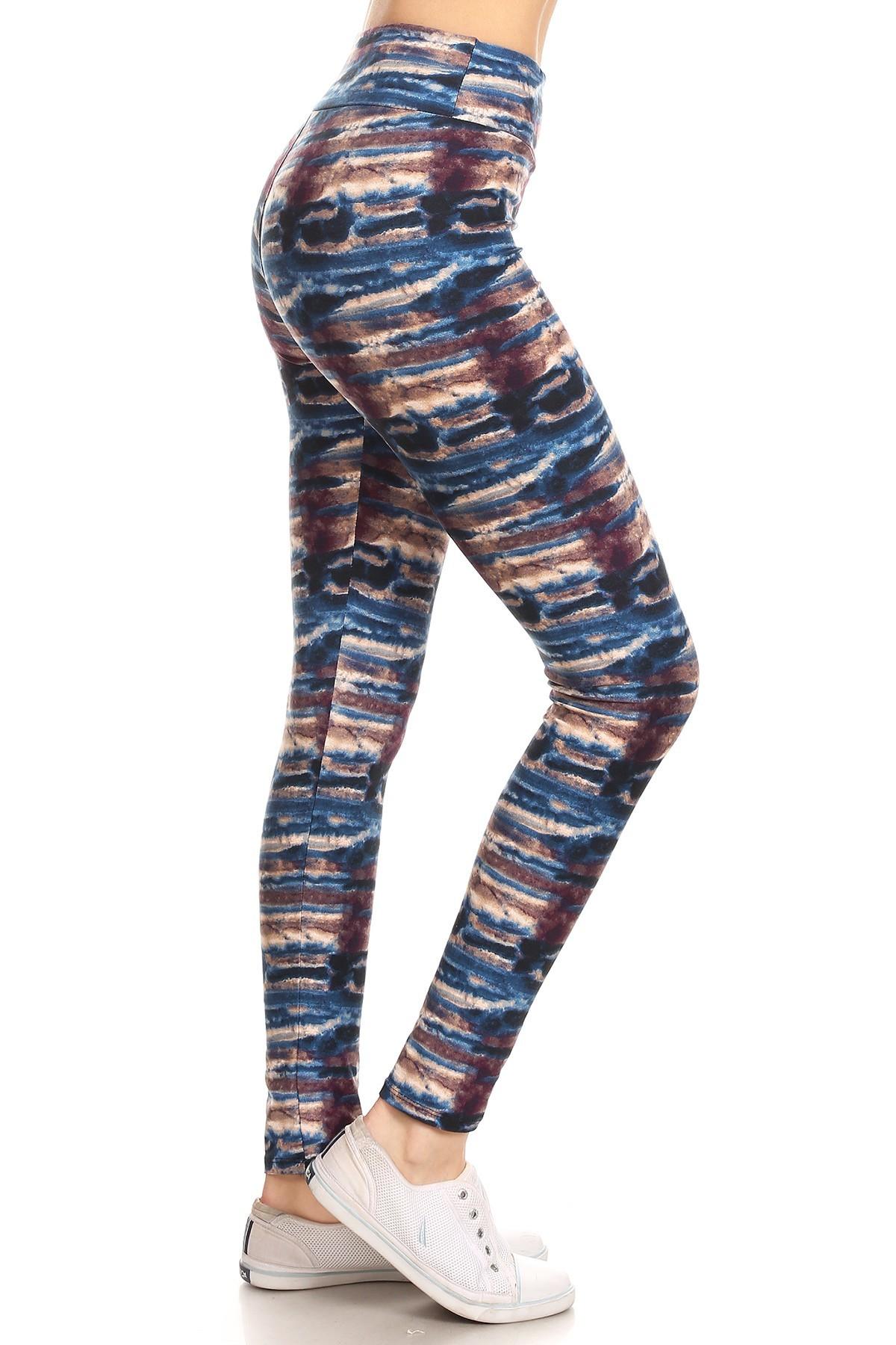 Yoga Style Banded Lined Tie Dye Printed Knit Legging With High Waist-Product Type | Naughty Smile Fashion