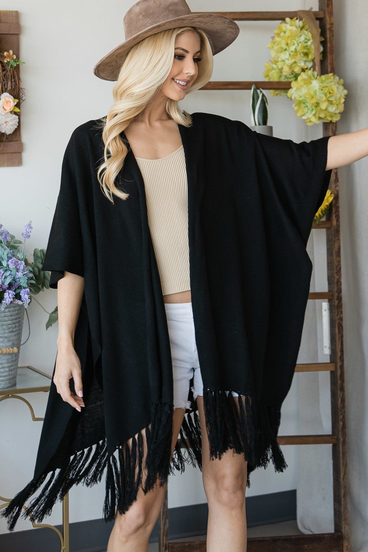 Draped Poncho Cardigan With String Detail-Product Type | Naughty Smile Fashion