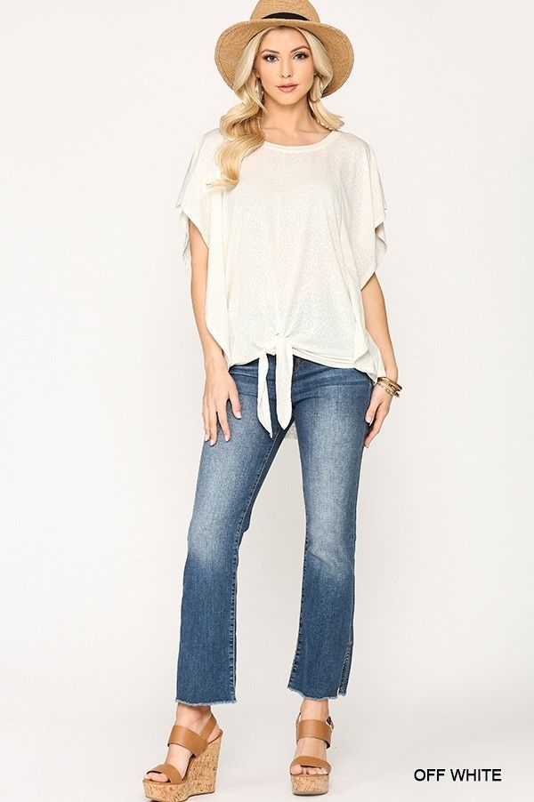 Leopard Jacquard Knit Jersey Top With Front Tie, Ruffled Sleeve-Product Type | Naughty Smile Fashion