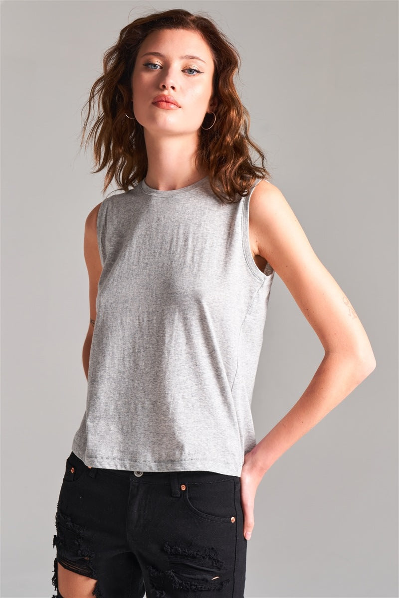 Solid Sleeveless Round Neck Basic Tank Top-Product Type | Naughty Smile Fashion