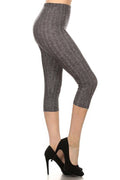 Chevron Print, High Waisted Capri Leggings-Product Type | Naughty Smile Fashion