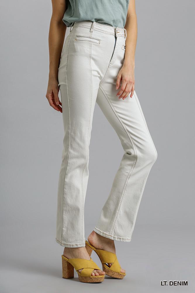 Panel Straight Cut Denim Jeans With Pockets-Product Type | Naughty Smile Fashion