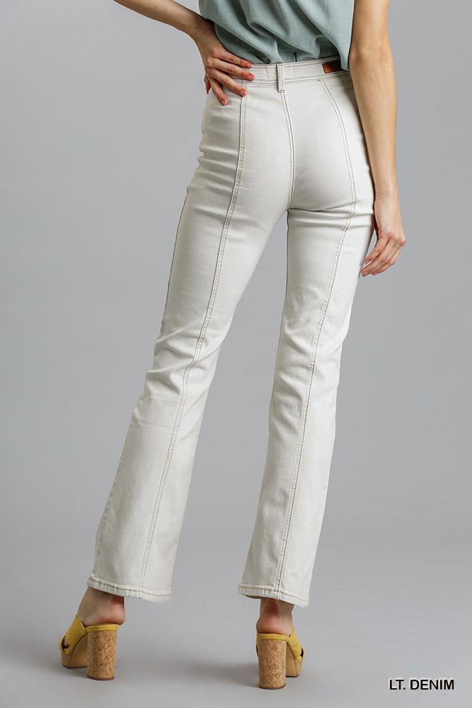 Panel Straight Cut Denim Jeans With Pockets-Product Type | Naughty Smile Fashion