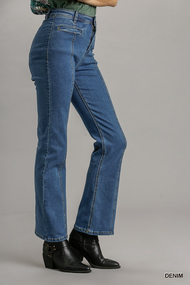 Panel Straight Cut Denim Jeans With Pockets-Product Type | Naughty Smile Fashion