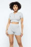 Collar Crop Top + Shorts Set-Product Type | Naughty Smile Fashion