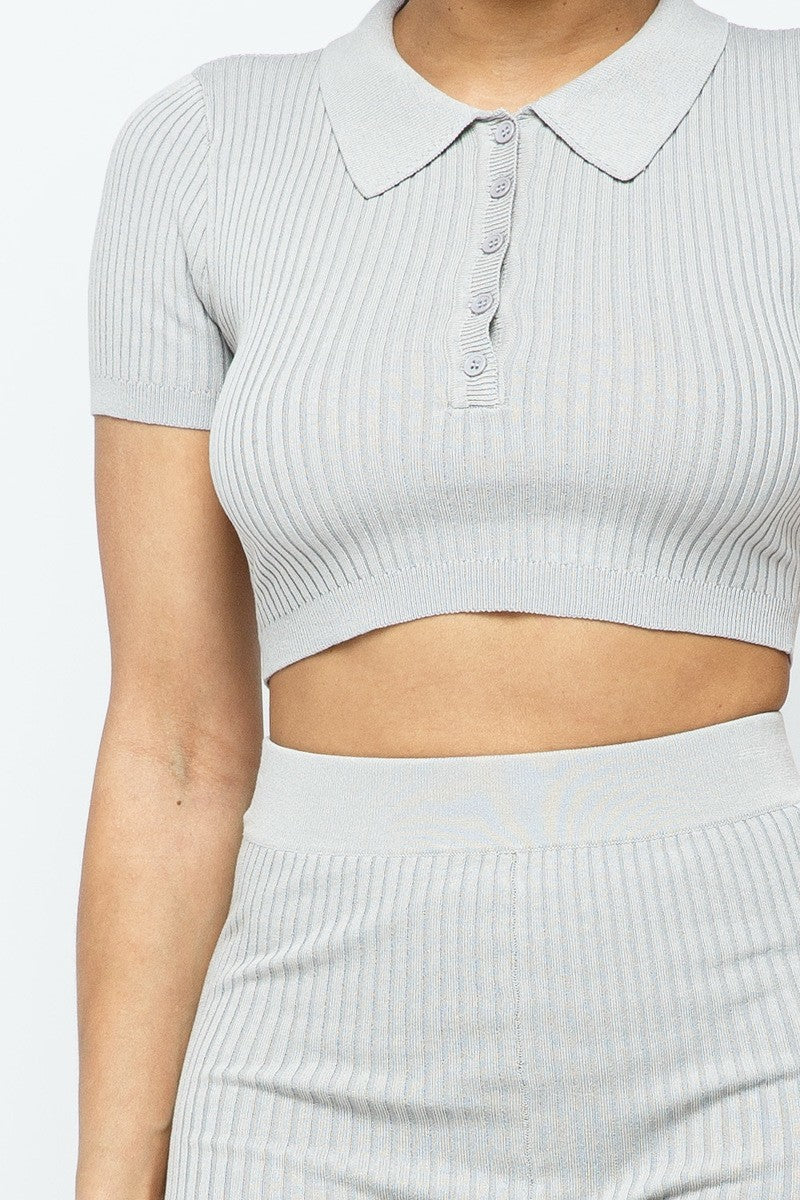 Collar Crop Top + Shorts Set-Product Type | Naughty Smile Fashion
