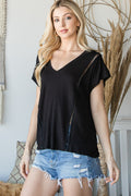 Short Sleeve V Neck Top-Product Type | Naughty Smile Fashion