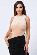 Velvet Leopard Side Shirring Extreme Cut Bodysuit-Product Type | Naughty Smile Fashion