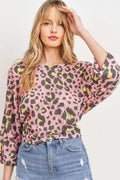 Leopard Knit Back Opened Short Sleeve Top-Product Type | Naughty Smile Fashion