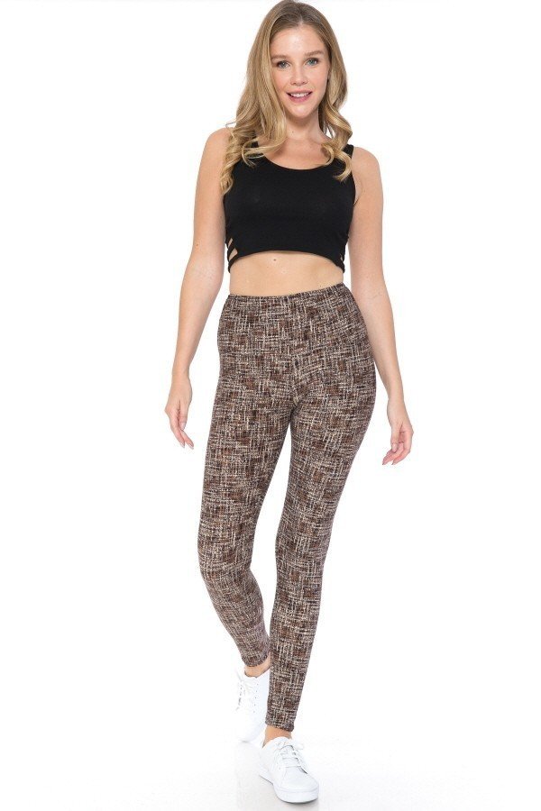 Yoga Style Banded Lined Multi Printed Knit Legging With High Waist-Product Type | Naughty Smile Fashion
