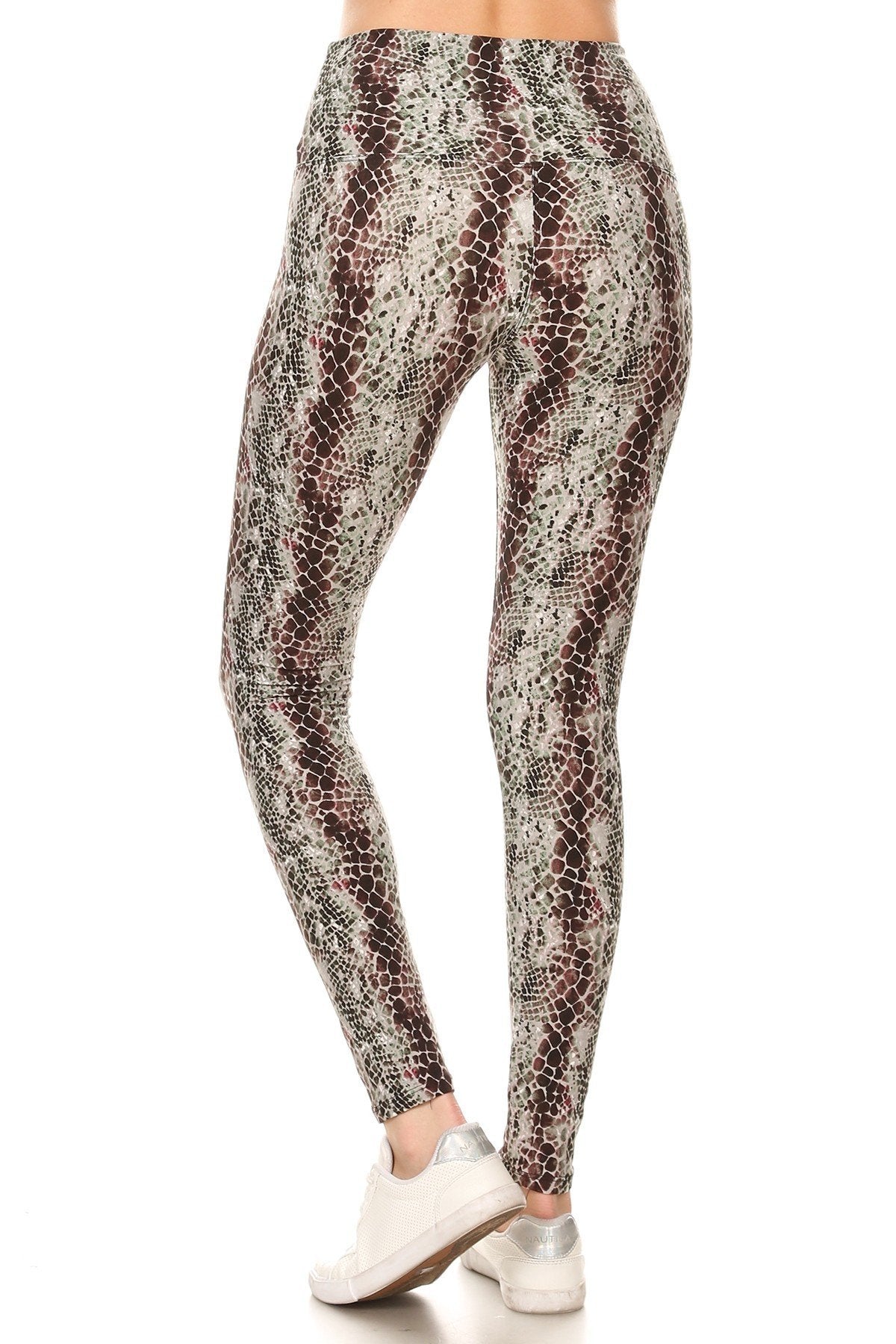 Yoga Style Banded Lined Snakeskin Printed Knit Legging With High Waist.-Product Type | Naughty Smile Fashion